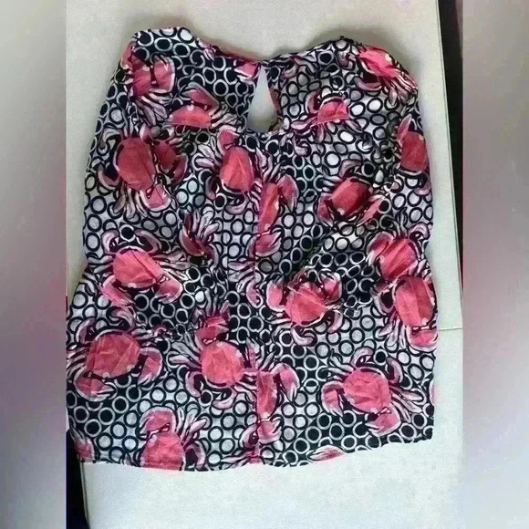 Crown & Ivy Womens SZ M Crab Print Tunic Top Shirt 3/4 Sleeve Keyhole Back Ties - Picture 6 of 6